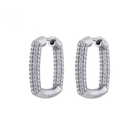 Orecchini QUADRATI con ZIRCONI Donna Rosato