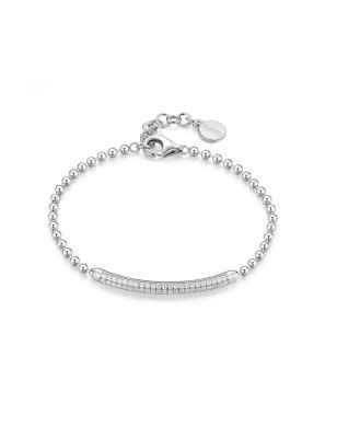 Bracciale morbido argento zirconi Donna Rosato