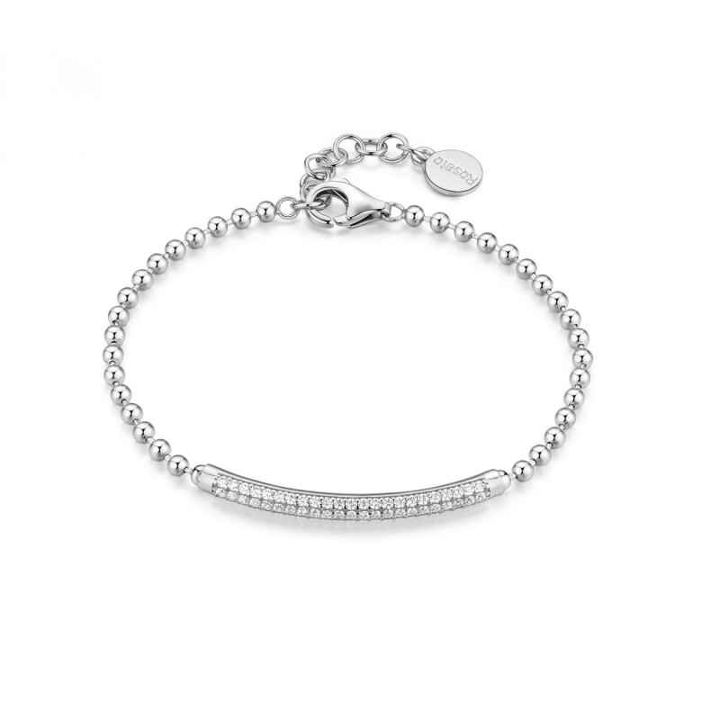 Bracciale morbido argento zirconi Donna Rosato