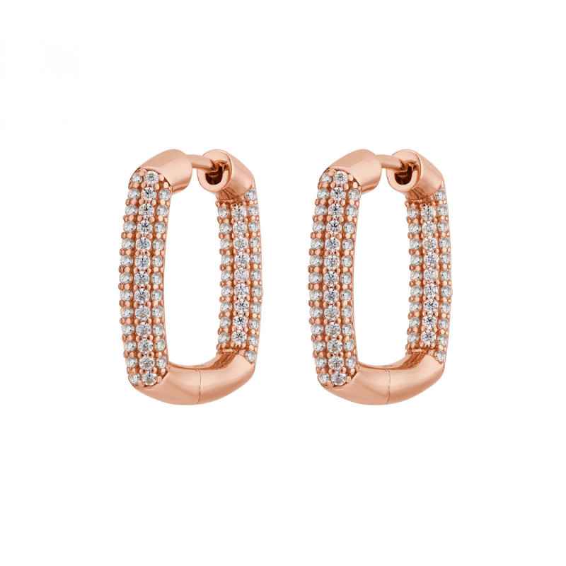 Orecchini QUADRATI ARGENTO PLACCATO ORO ROSA Donna Rosato