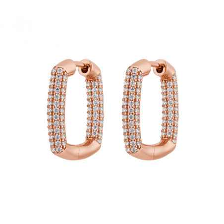 Orecchini QUADRATI ARGENTO PLACCATO ORO ROSA Donna Rosato