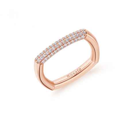 ANELLO QUADRATO ARGENTO PLACCATO ORO ROSA ROSATO