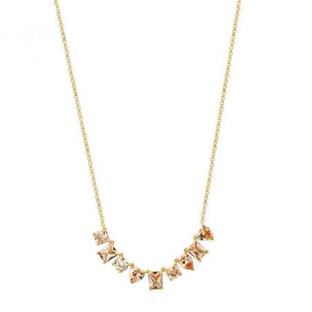 Collana CORTA GEMA ZIRCONI CHAMPAGNE Donna Rosato