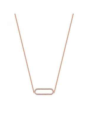 Collana corta centrale ovale con zirconi placcata oro rosa Donna Rosato