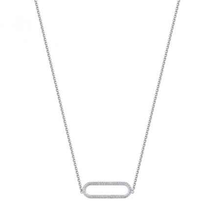 Collana corta centrale ovale zirconi argento Donna Rosato