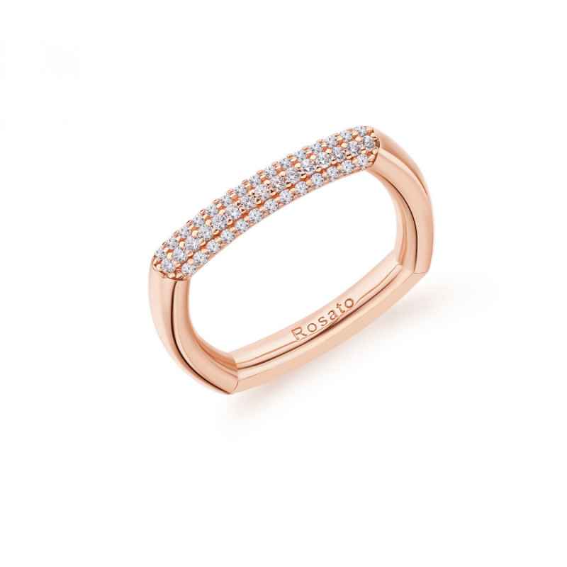 Anello QUADRATO placcato oro rosa M16 Donna Rosato