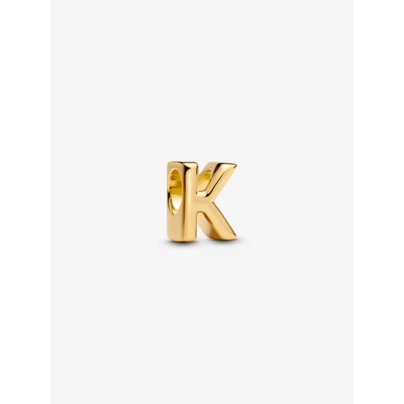 Charm lettera K piccola placcatura Oro 14K Donna Pandora Charm lettera K piccola placcatura Oro 14K Donna Pandora