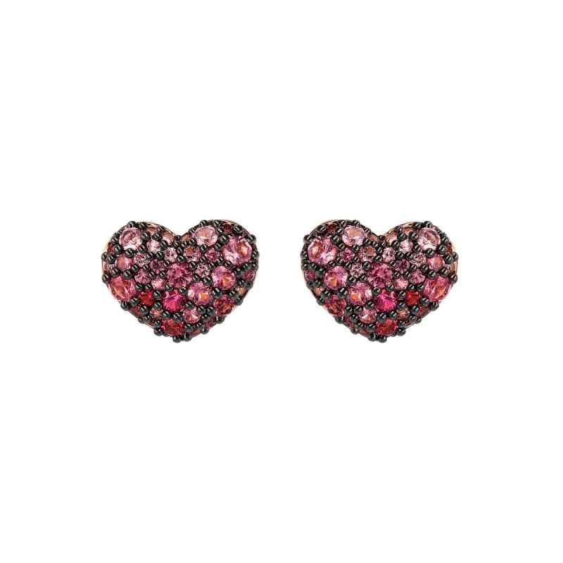 Orecchini a lobo CUORE PAVÈ ROSA Donna Bronzallure