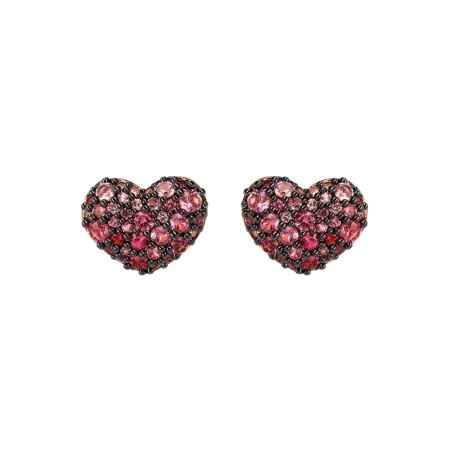 Orecchini a lobo CUORE PAVÈ ROSA Donna Bronzallure