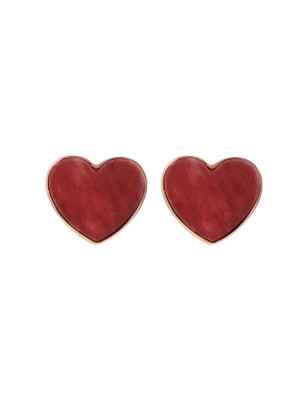 Orecchini CUORE A LOBO QUARZITE ROSSO Donna Bronzallure