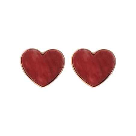Orecchini CUORE A LOBO QUARZITE ROSSO Donna Bronzallure