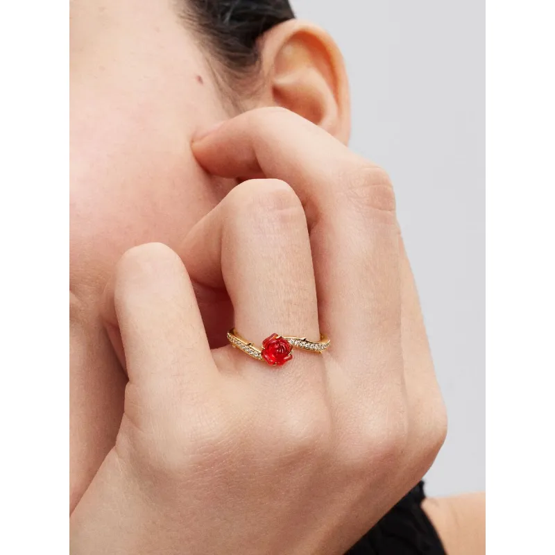 Anello Disney, La Bella e la Bestia Rosa Incantata m.56 Donna Pandora Anello Disney, La Bella e la Bestia Rosa Incantata m.56 Donna Pandora