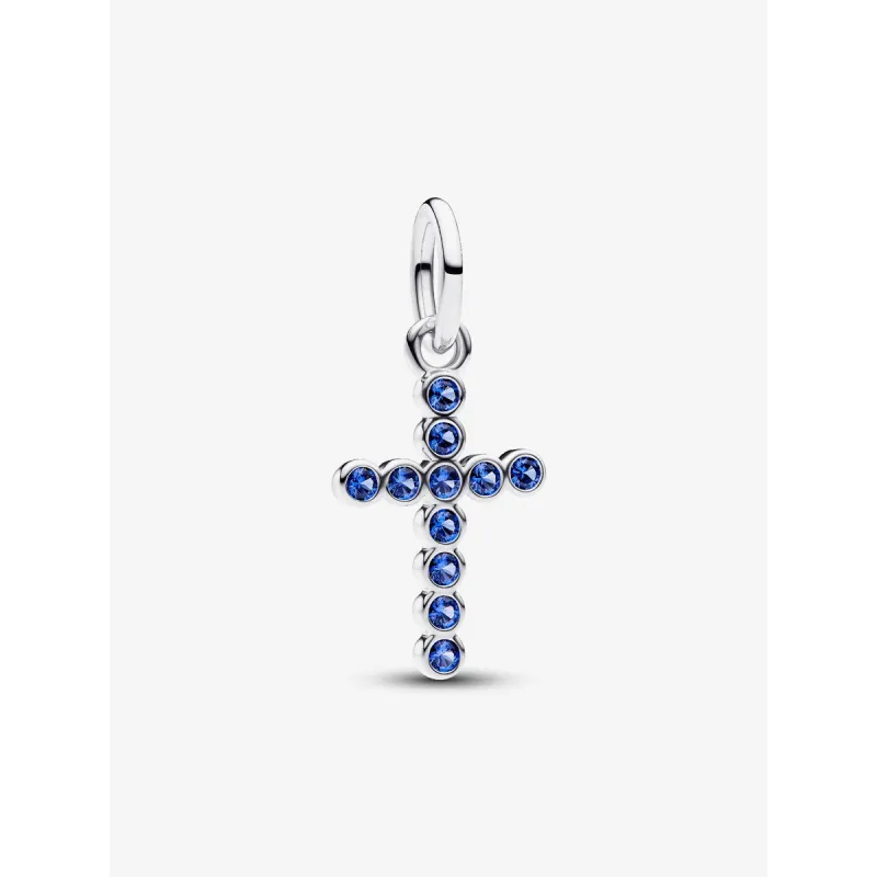 Charm Pendente Croce Luminosa Blu in Argento Donna Pandora