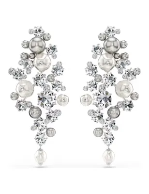 Orecchini Constella Crystal Pearl bianchi placcato rodio Donna Swarovski