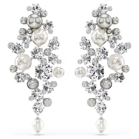 Orecchini Constella Crystal Pearl bianchi placcato rodio Donna Swarovski