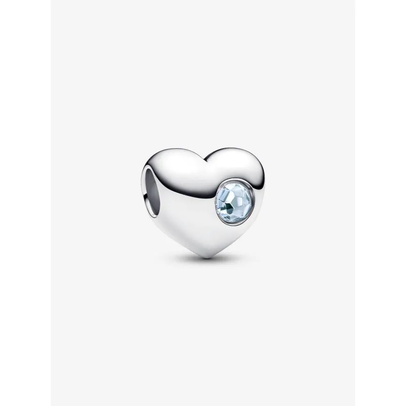 Charm Cuore Pietra Azzurra Marzo da incidere Donna Pandora Charm Cuore Pietra Azzurra Marzo da incidere Donna Pandora