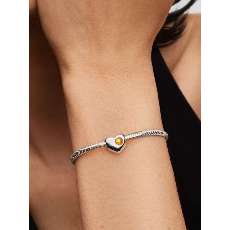 Charm Cuore Pietra Miele Novembre da incidere Donna Pandora Charm Cuore Pietra Miele Novembre da incidere Donna Pandora