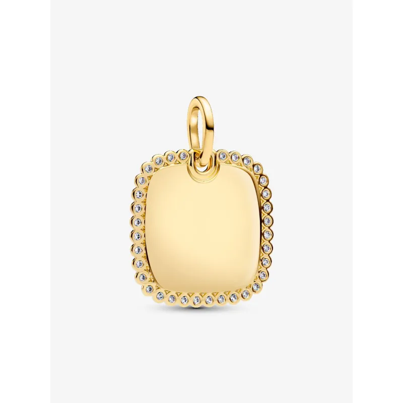 Charm Pendente Medaglia Quadrata Luminosa placcato Oro 14K Pandora Charm Pendente Medaglia Quadrata Luminosa placcato Oro 14K Pandora