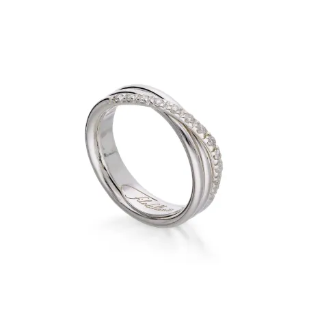 Anello Filodellavita 3 fili Argento e Diamanti m.15 Donna Rubinia