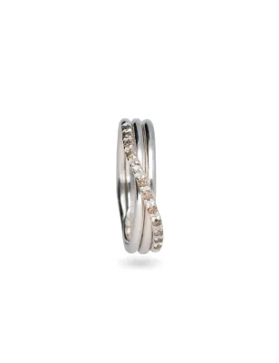 Anello Filodellavita 3 fili Argento e Diamanti m.13 Donna Rubinia