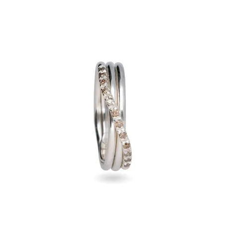 Anello Filodellavita 3 fili Argento e Diamanti m.13 Donna Rubinia
