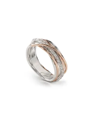 Anello Filodellavita 7 Fili Argento, Oro rosa e Diamanti Donna Rubinia