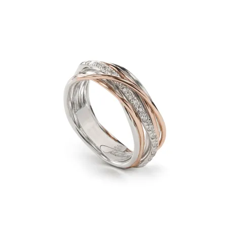 Anello Filodellavita 7 Fili Argento, Oro rosa e Diamanti Donna Rubinia