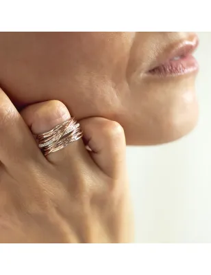 Anello Filodellavita 13 Fili Argento, Oro Rosa e Diamanti Donna Rubinia