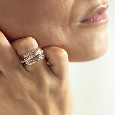 Anello Filodellavita 13 Fili Argento, Oro Rosa e Diamanti Donna Rubinia