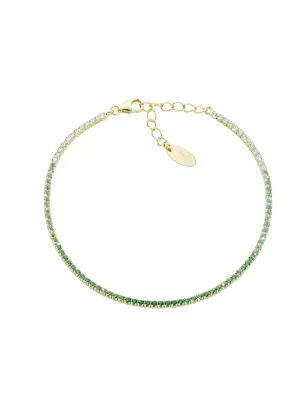 Bracciale Tennis dorato zirconi degradé verdi Donna Amen