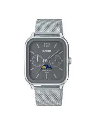 Orologio MTP-M305M-8AVER Moon Phase Mesh Grigio 34mm Uomo Casio