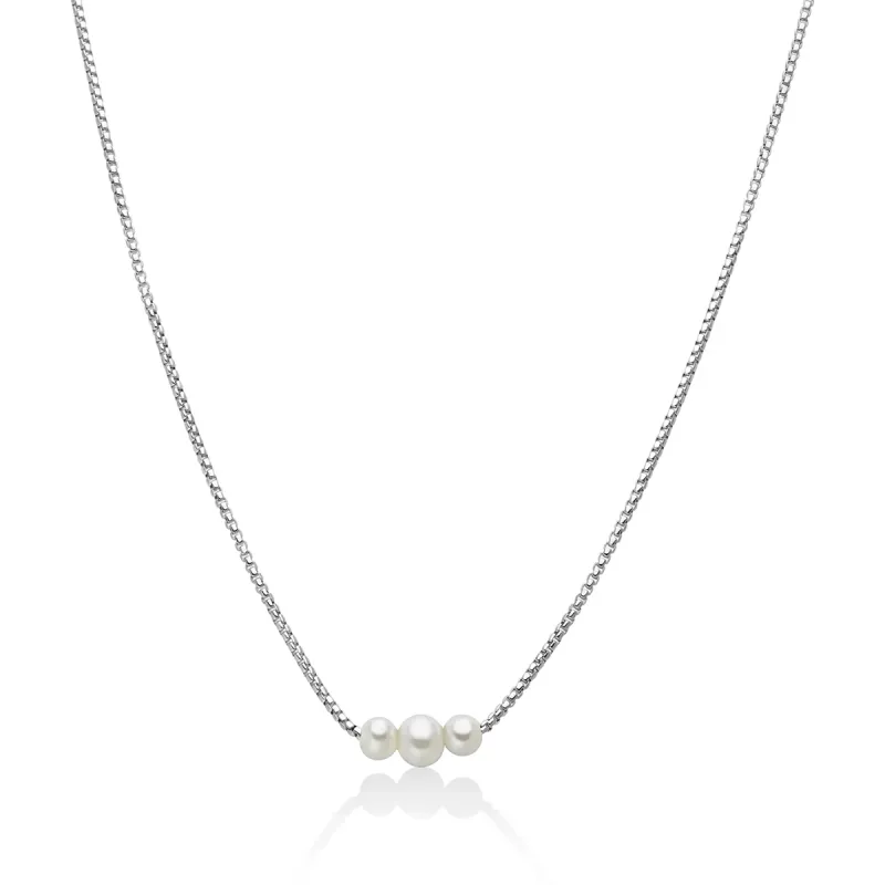 Collana in argento e tre perle Oriente Donna Miluna
