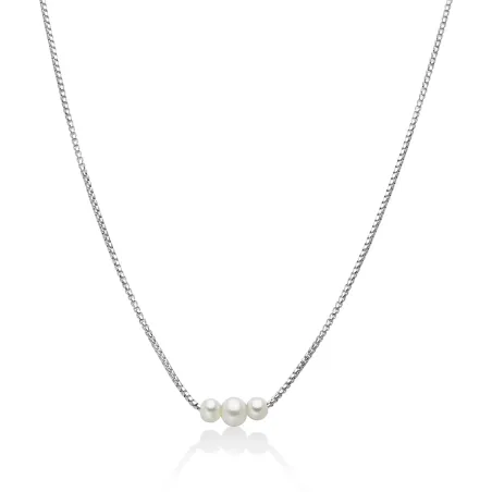 Collana in argento e tre perle Oriente Donna Miluna