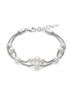 Bracciale Argento a due fili con perle Oriente Donna Miluna