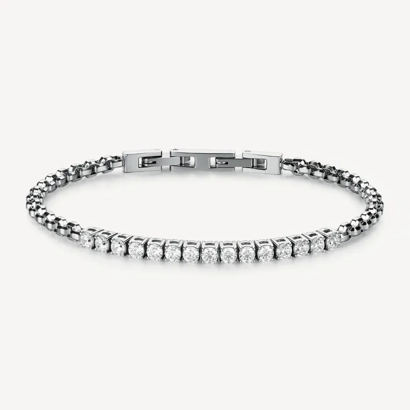 Bracciale Avantgarde acciaio e zirconi bianchi Uomo Brosway