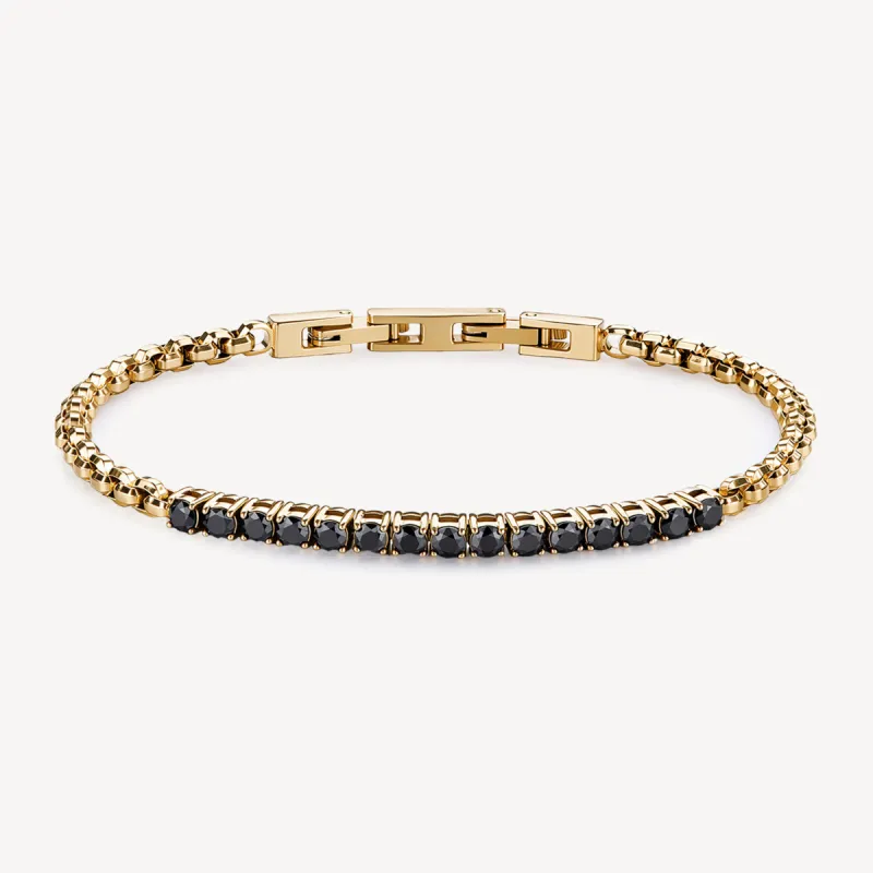 Bracciale dorato Avantgarde acciaio e zirconi neri Uomo Brosway