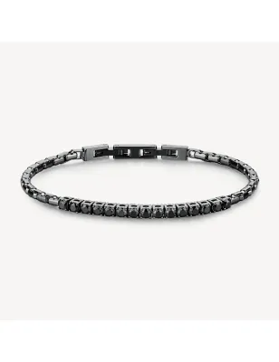 Bracciale Avantgarde acciaio pvd rutenio e zirconi neri Uomo Brosway