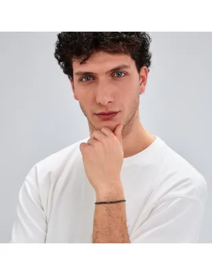 Bracciale Avantgarde acciaio pvd rutenio e zirconi neri Uomo Brosway