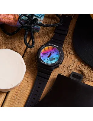 Orologio GA-2100SR-1AER CasiOak Iridescent Nero 45mm Uomo Casio