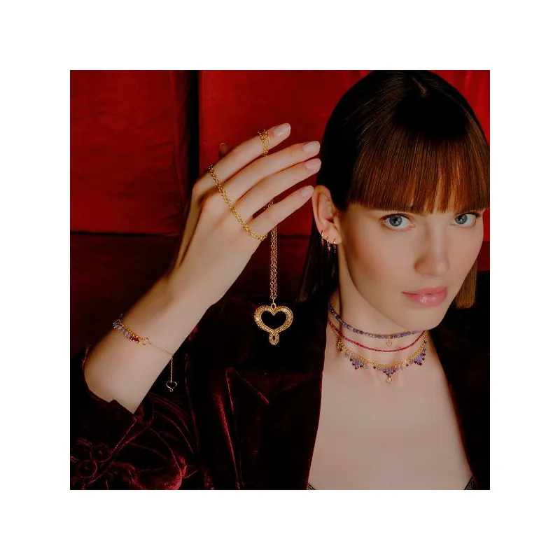 Girocollo Frange Tanzanite e Granato ricco Donna Maman et Sophie Girocollo Frange Tanzanite e Granato ricco Donna Maman et Sophie