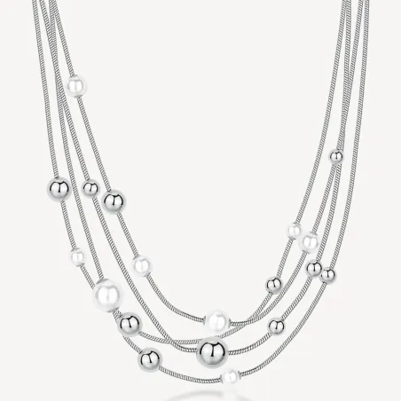 Collana multifilo Perfect con sfere e perle di conchiglia Donna Brosway