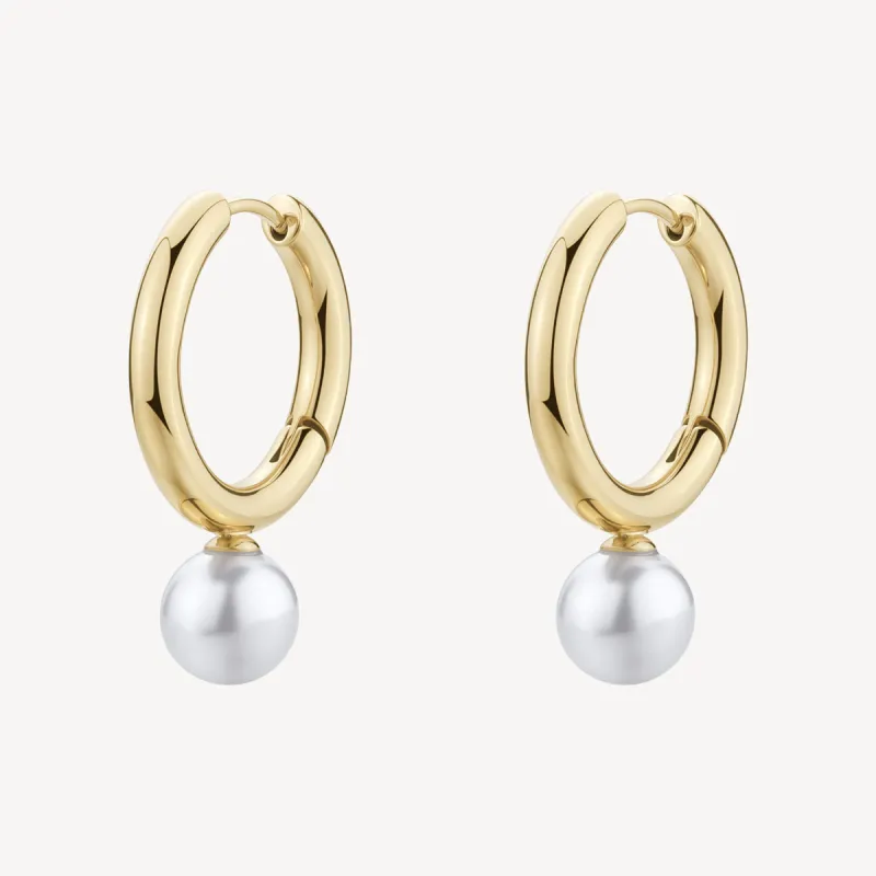 Orecchini cerchio Perfect gold pendenti perle di conchiglia Donna Brosway