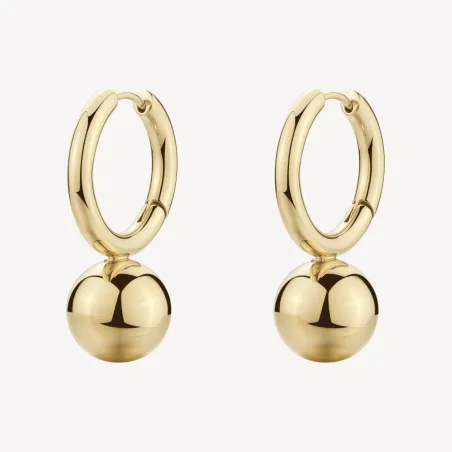 Orecchini cerchietto Perfect pvd oro pendenti sfera Donna Brosway