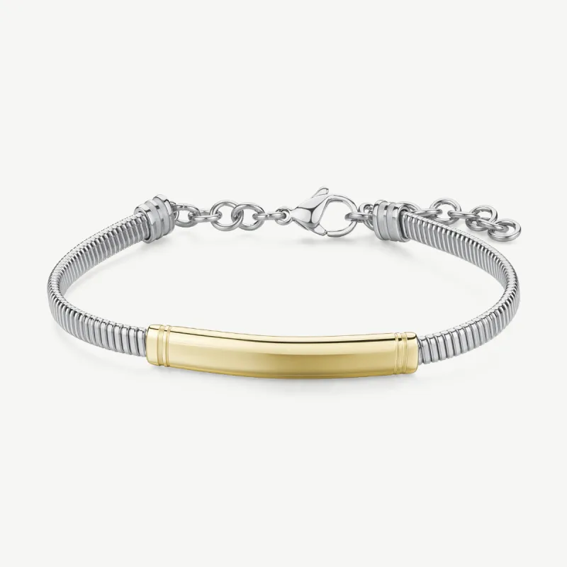 Bracciale snake acciaio piastrina centrale pvd oro Uomo Brosway Bracciale snake acciaio piastrina centrale pvd oro Uomo Brosway