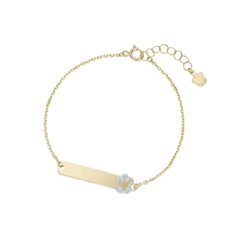 Bracciale oro targhetta e angelo azzurro Bambini Roberto Giannotti
