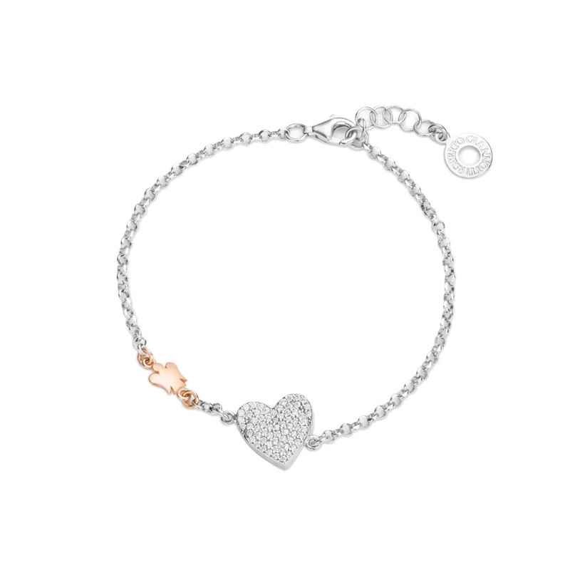 Bracciale doppio Cuore con angelo rosato Donna Roberto Giannotti