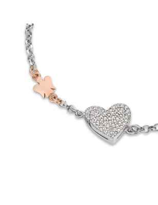 Bracciale doppio Cuore con angelo rosato Donna Roberto Giannotti