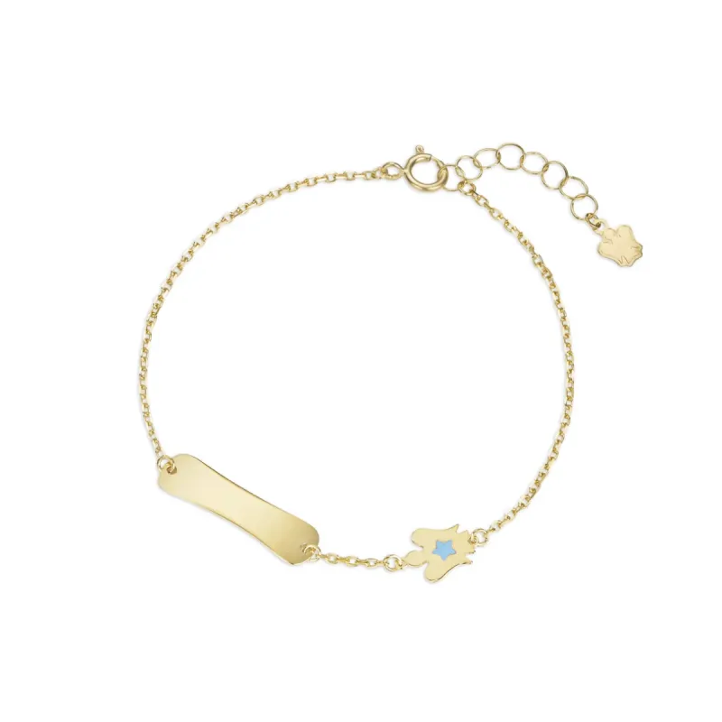 Bracciale in oro con targhetta e angelo Bambini Roberto Giannotti