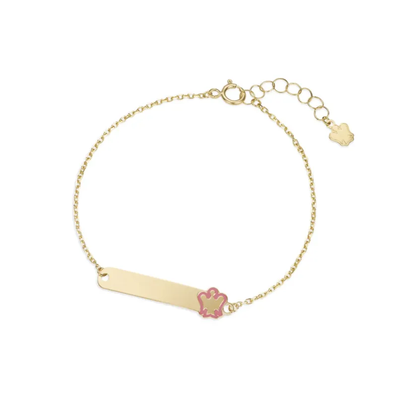 Bracciale oro targhetta e angelo rosa Bambini Roberto Giannotti
