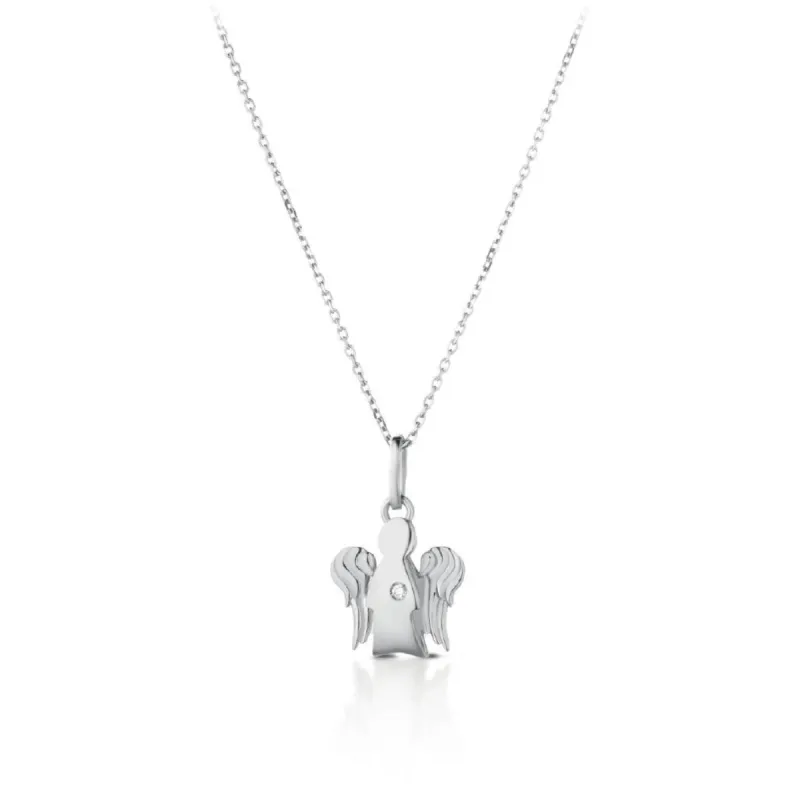 Collana pendente Angelo oro bianco e diamante Donna Roberto Giannotti